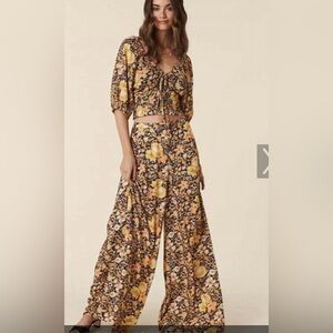Spell hibiscus wide leg pant and crop top set